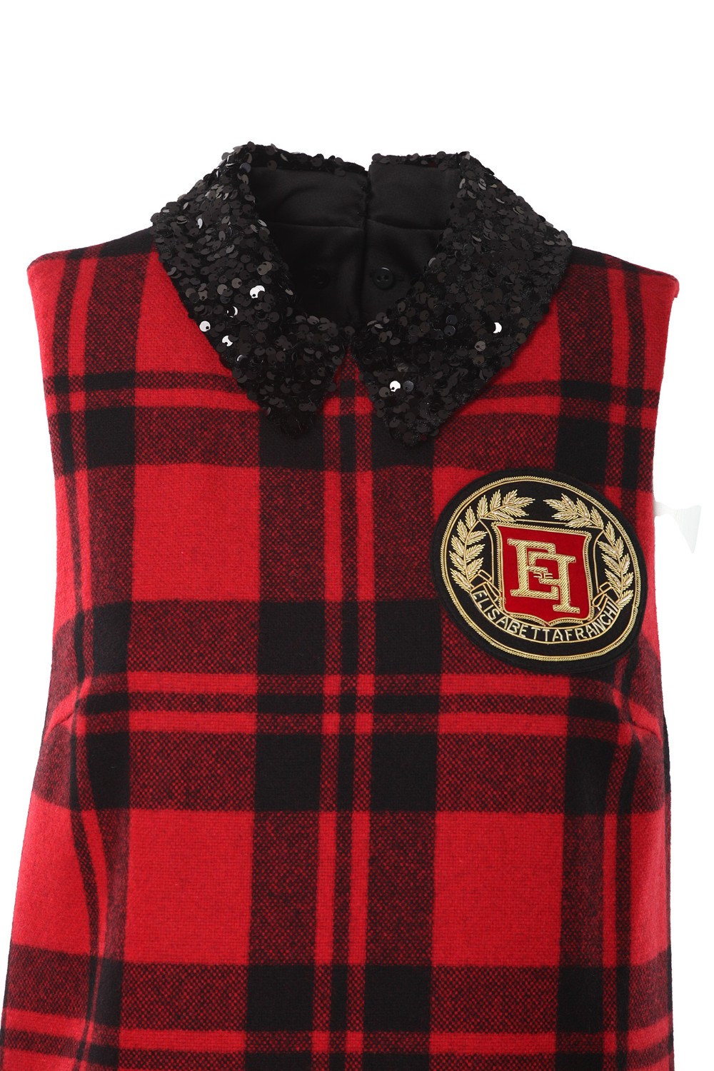 shop ELISABETTA FRANCHI  Abito: Elisabetta Franchi miniabito in lana tartan con patch ricamato.
Miniabito in lana tartan smanicato con balza a pieghe sul fondo. È caratterizzato da colletto a camicia staccabile in ciniglia ricamata con paillettes e patch stemma logo al petto.
Fodera in raso monogram.
Zip invisibile sul retro.
Chiusura con gancio.
Vestibilità regular.
Composizione: 
72% Lana, 25% Poliammide, 3% Altre Fibre.
Made in Italia.. AB73147E2-CX6 number 9650056